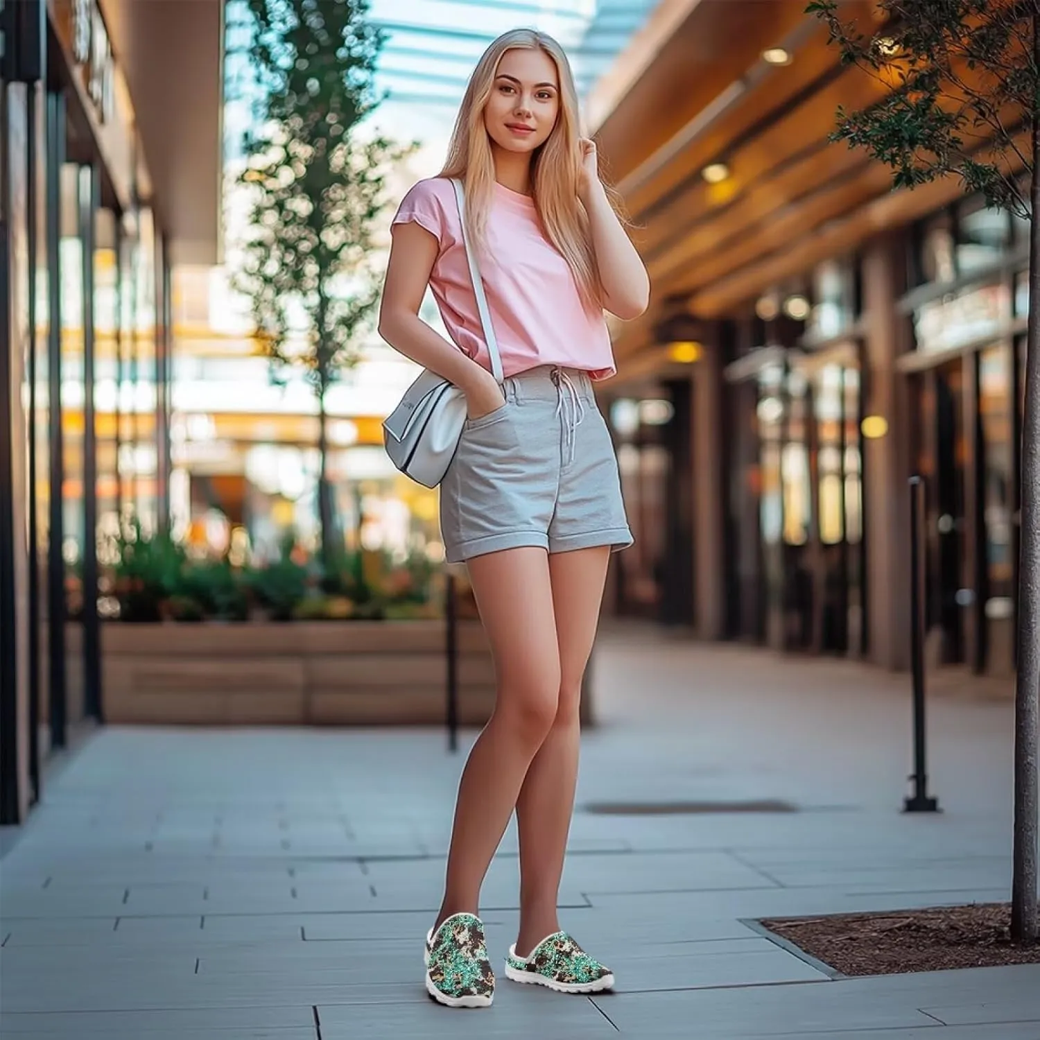 Leopard Print Mule Shoes for Women Slip on Low Top Garden Clogs Mesh Loafers EVA Sole Mule Sneakers US6-13.5