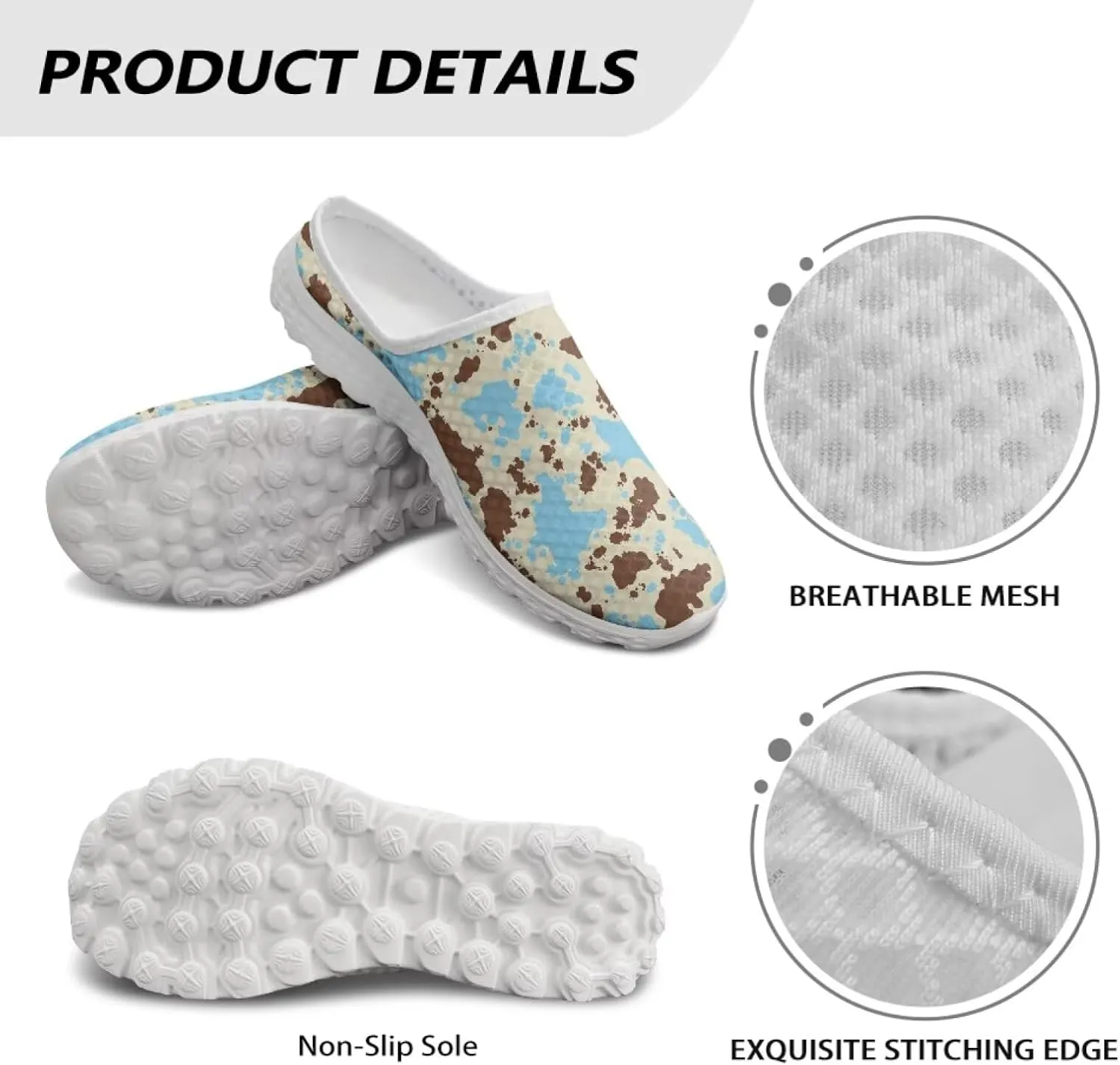 Leopard Print Mule Shoes for Women Slip on Low Top Garden Clogs Mesh Loafers EVA Sole Mule Sneakers US6-13.5