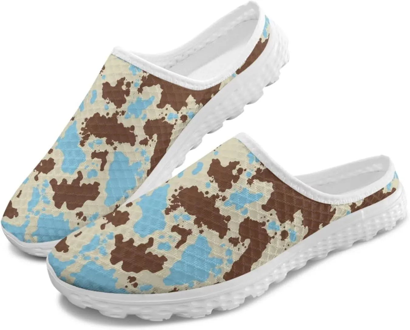 Leopard Print Mule Shoes for Women Slip on Low Top Garden Clogs Mesh Loafers EVA Sole Mule Sneakers US6-13.5
