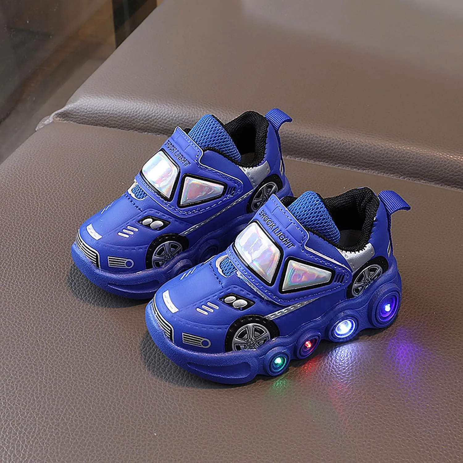 Light Up Toddler Boys Shoes Car Pattern Luminous Sport Sneaker, Little Fashion Cute Soft Sole School Shoes Size Kid