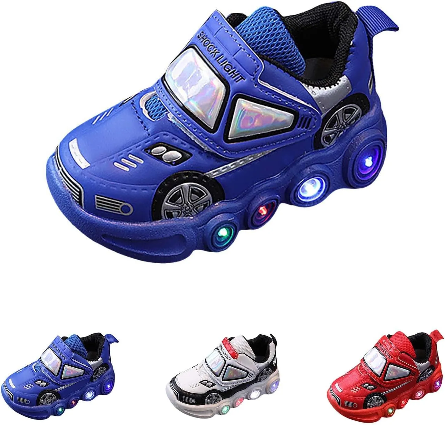 Light Up Toddler Boys Shoes Car Pattern Luminous Sport Sneaker, Little Fashion Cute Soft Sole School Shoes Size Kid