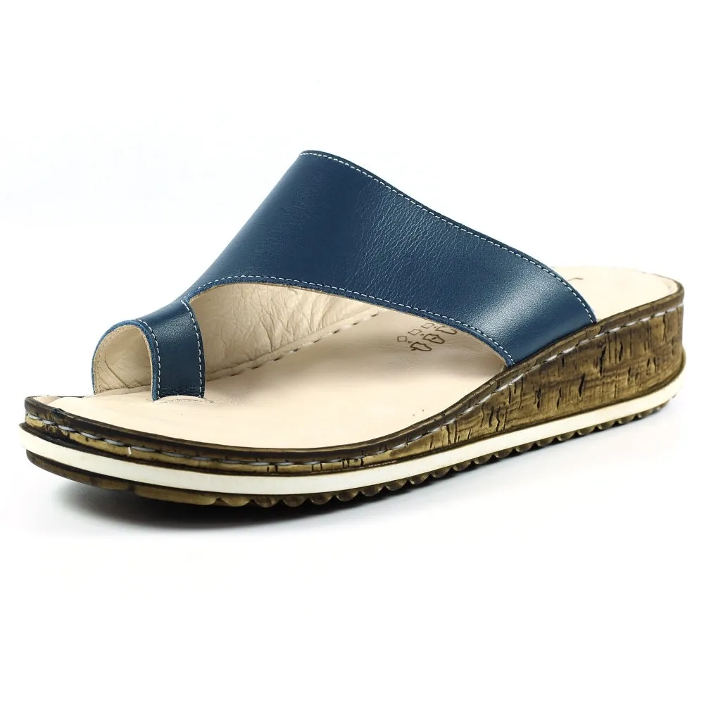 Lunar Women's JLD050 Shore Leather Sandals Navy Blue
