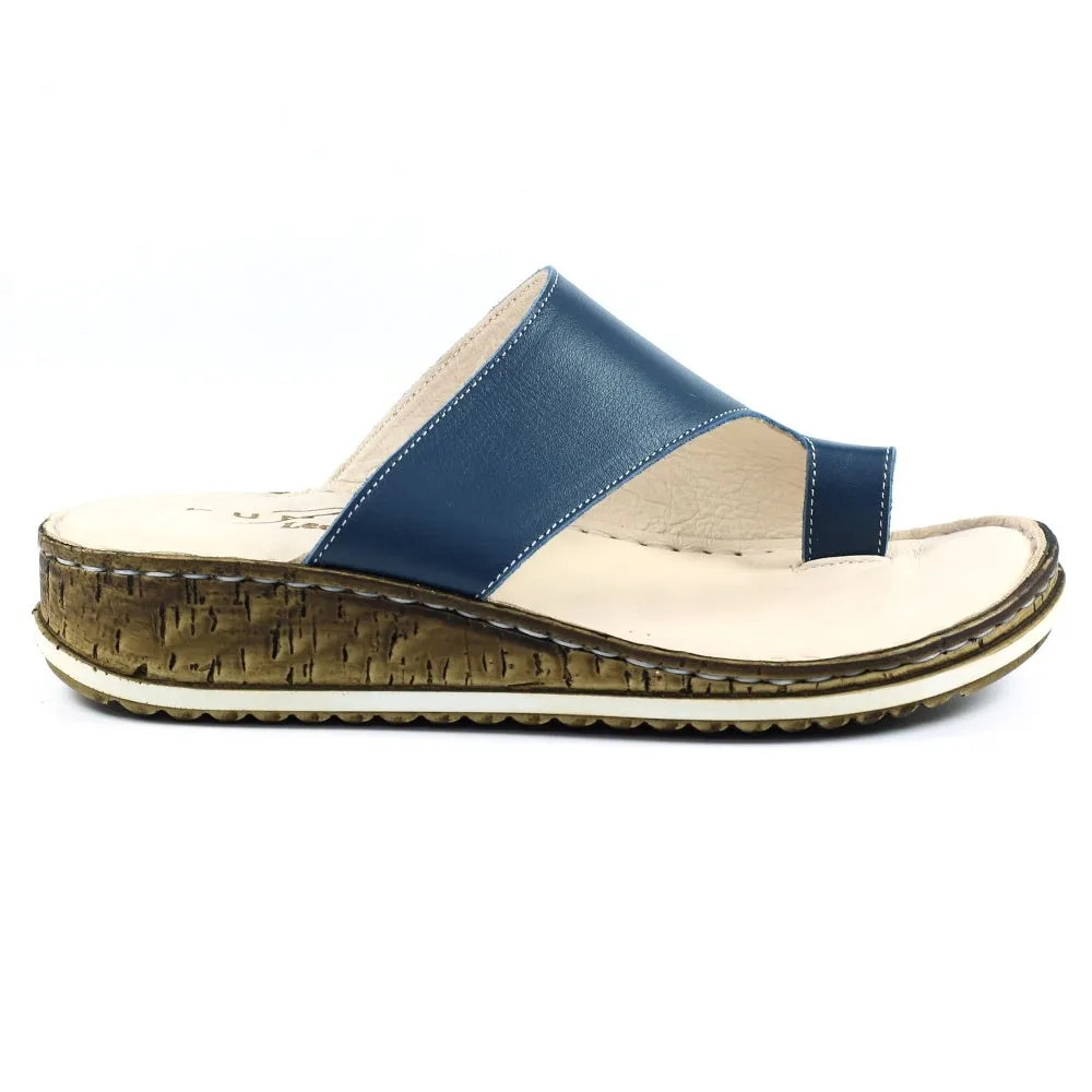 Lunar Women's JLD050 Shore Leather Sandals Navy Blue