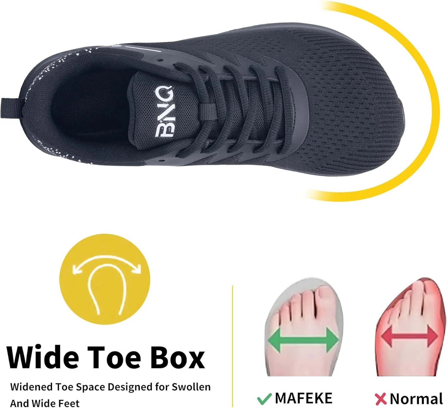 MAFEKE Women's Wide Toe Box Walking Shoes for Plantar Fasciitis, Arch Support Orthotic Wide Width Athletic Air Tennis Running Sneakers for Woman US Size 6-11