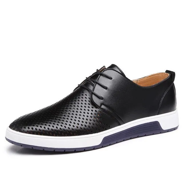 Men Leather Flat Shoes New Arrival Casual Summer Breathable