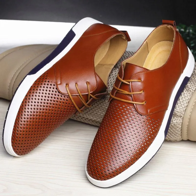 Men Leather Flat Shoes New Arrival Casual Summer Breathable