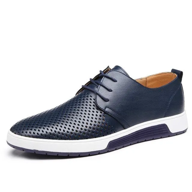 Men Leather Flat Shoes New Arrival Casual Summer Breathable