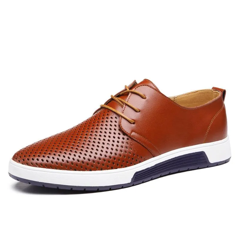 Men Leather Flat Shoes New Arrival Casual Summer Breathable