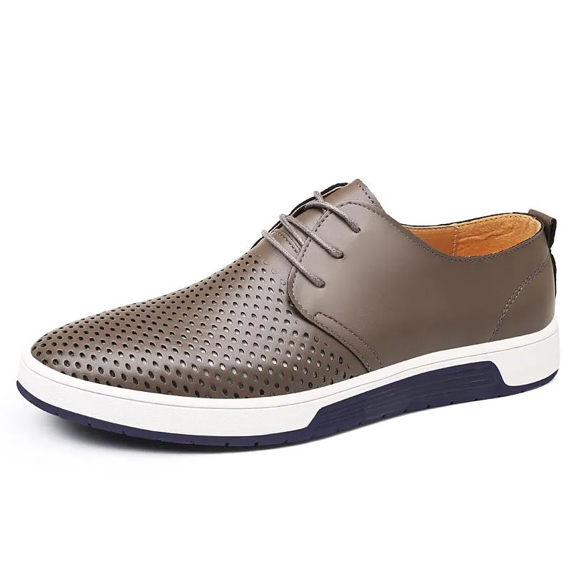 Men Leather Flat Shoes New Arrival Casual Summer Breathable