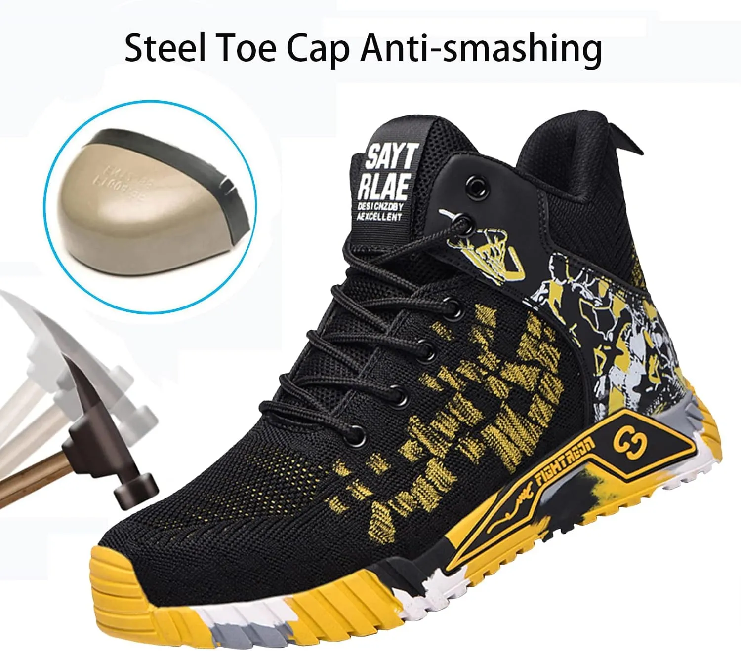 Men Women Indestructible Work ShoesLightweight Safety Shoes Slip Resistant Work Sneaker Breathable Puncture Proof Shoes