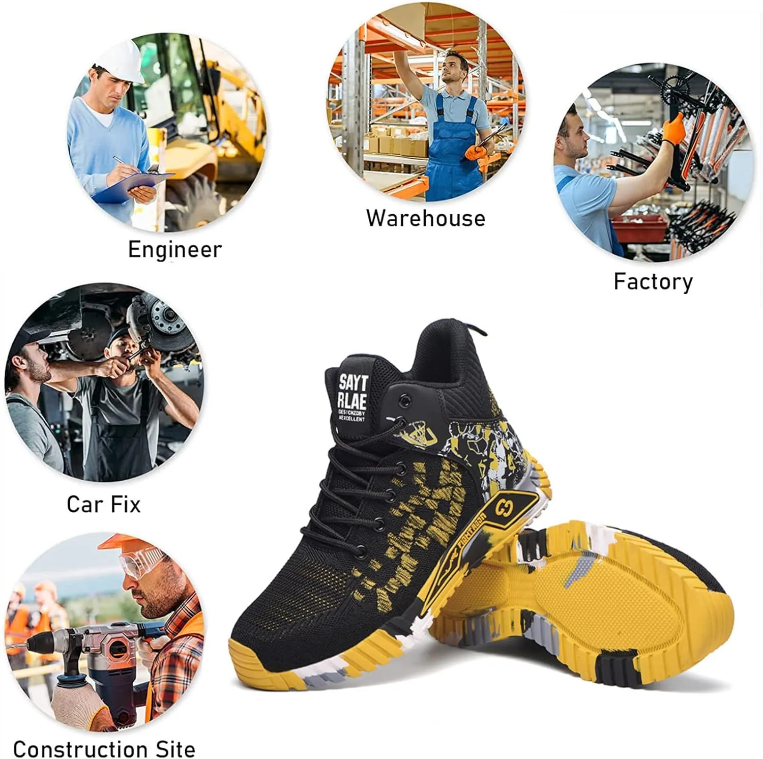 Men Women Indestructible Work ShoesLightweight Safety Shoes Slip Resistant Work Sneaker Breathable Puncture Proof Shoes