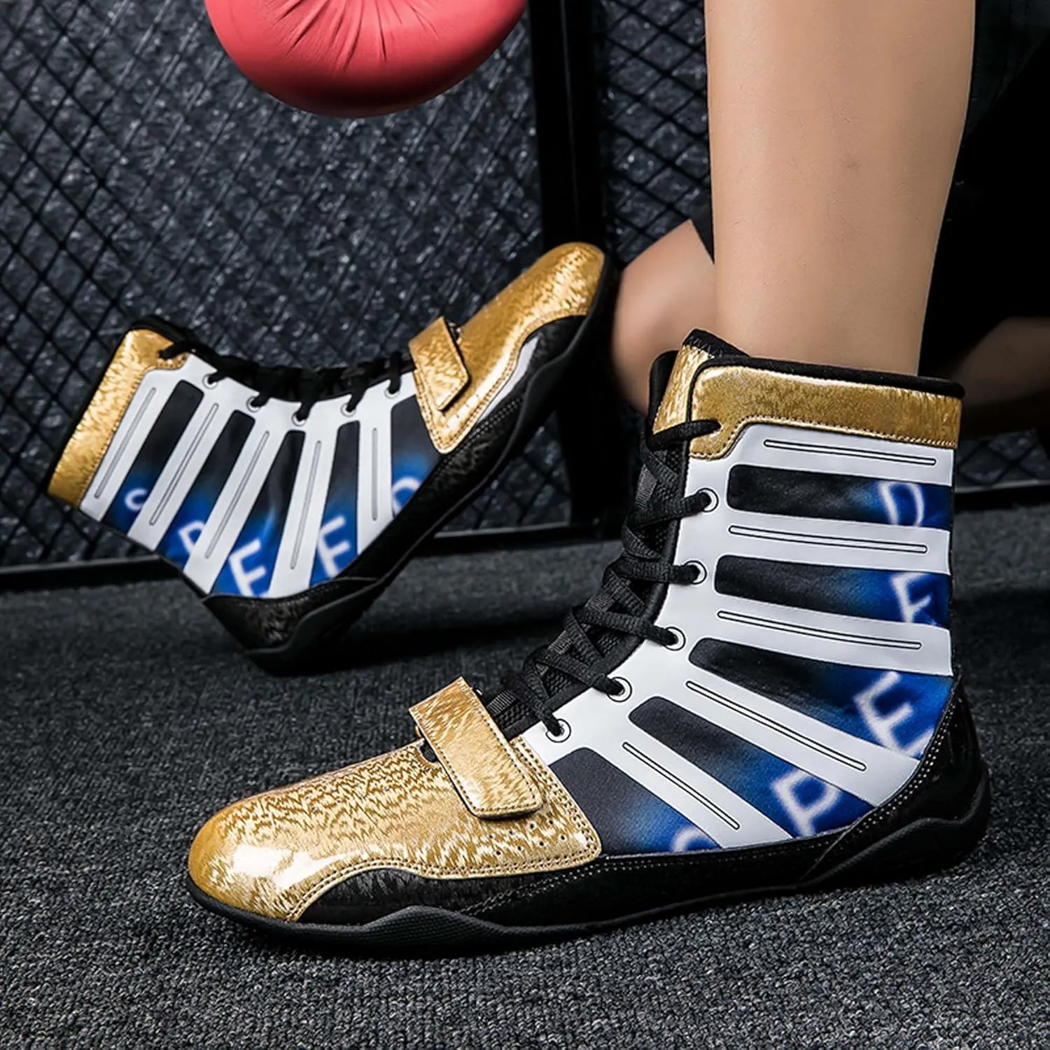 Men's and Women's High Traction Wrestling Shoes for Men,Durable Shoes for Wrestling, Boxing, Weightlifting & Bodybuilding -Combat Sports Footwear, Lightweight Gym Shoes
