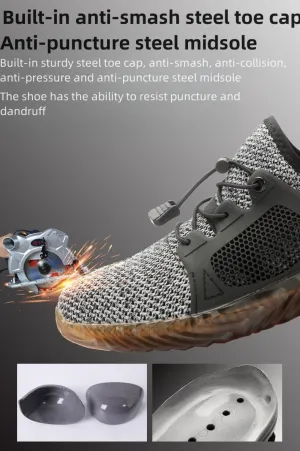 Men's Breathable Mesh Steel Toe Shoes Lightweight Puncture Resistant Safety Work Shoes Breathable Non Slip Sneakers