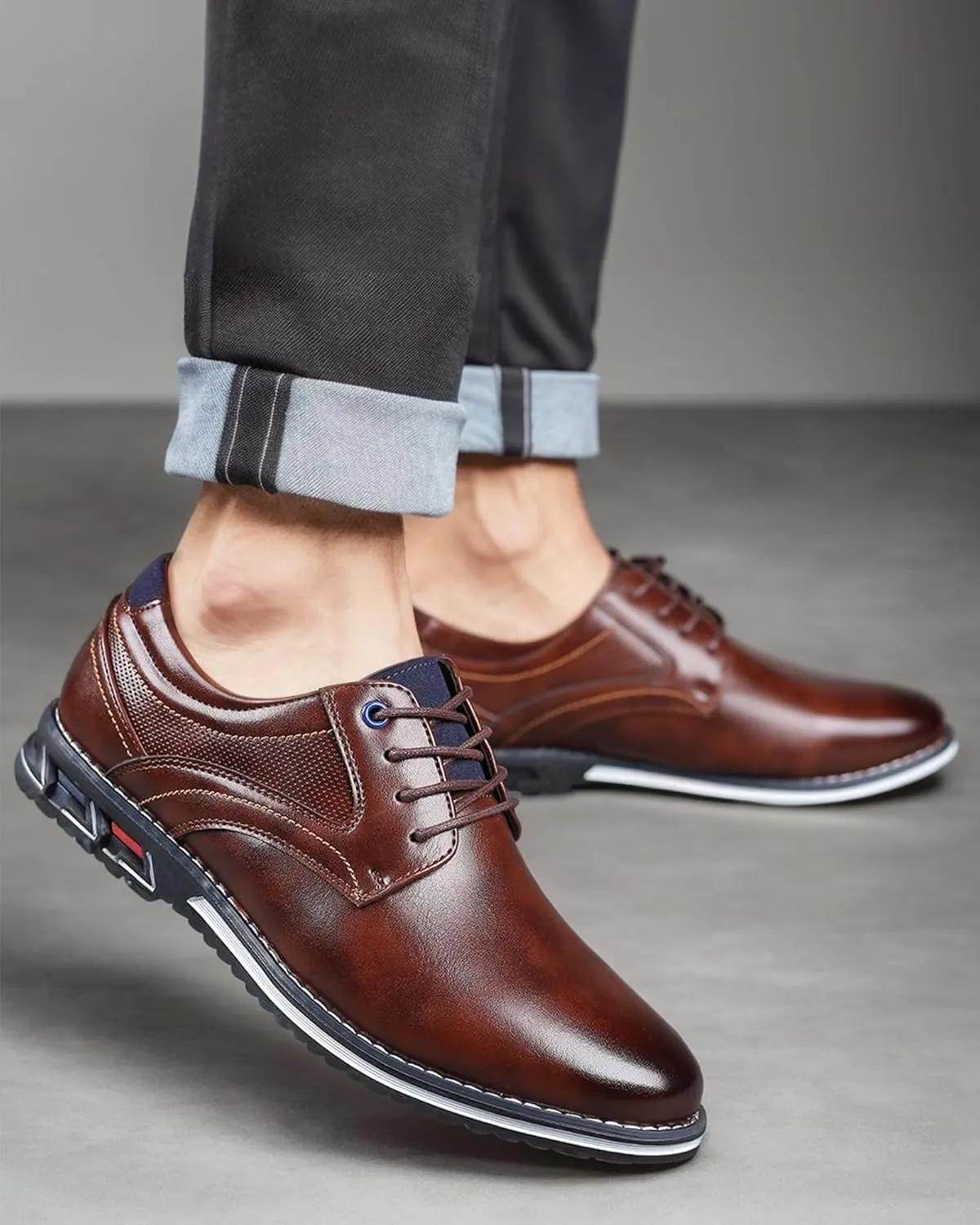 Mens Dress Shoes Casual Business Oxford Derby Orthopedic Leather Shoes Comfortable Walking Shoes Office Loafers Work Flats