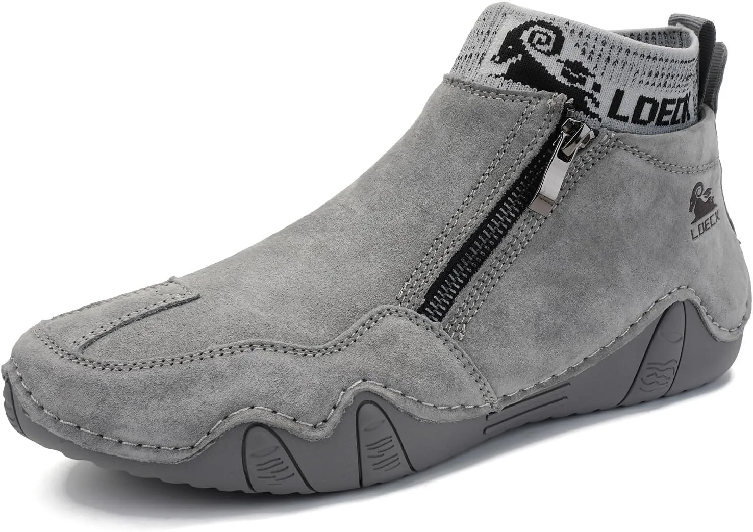 Men's Handmade Suede Ankle Chukka Waterproof Outdoor Hiking High Boots All-Terrain Adventure Boots Zipper Non-Slip Fashionable Men's Boots