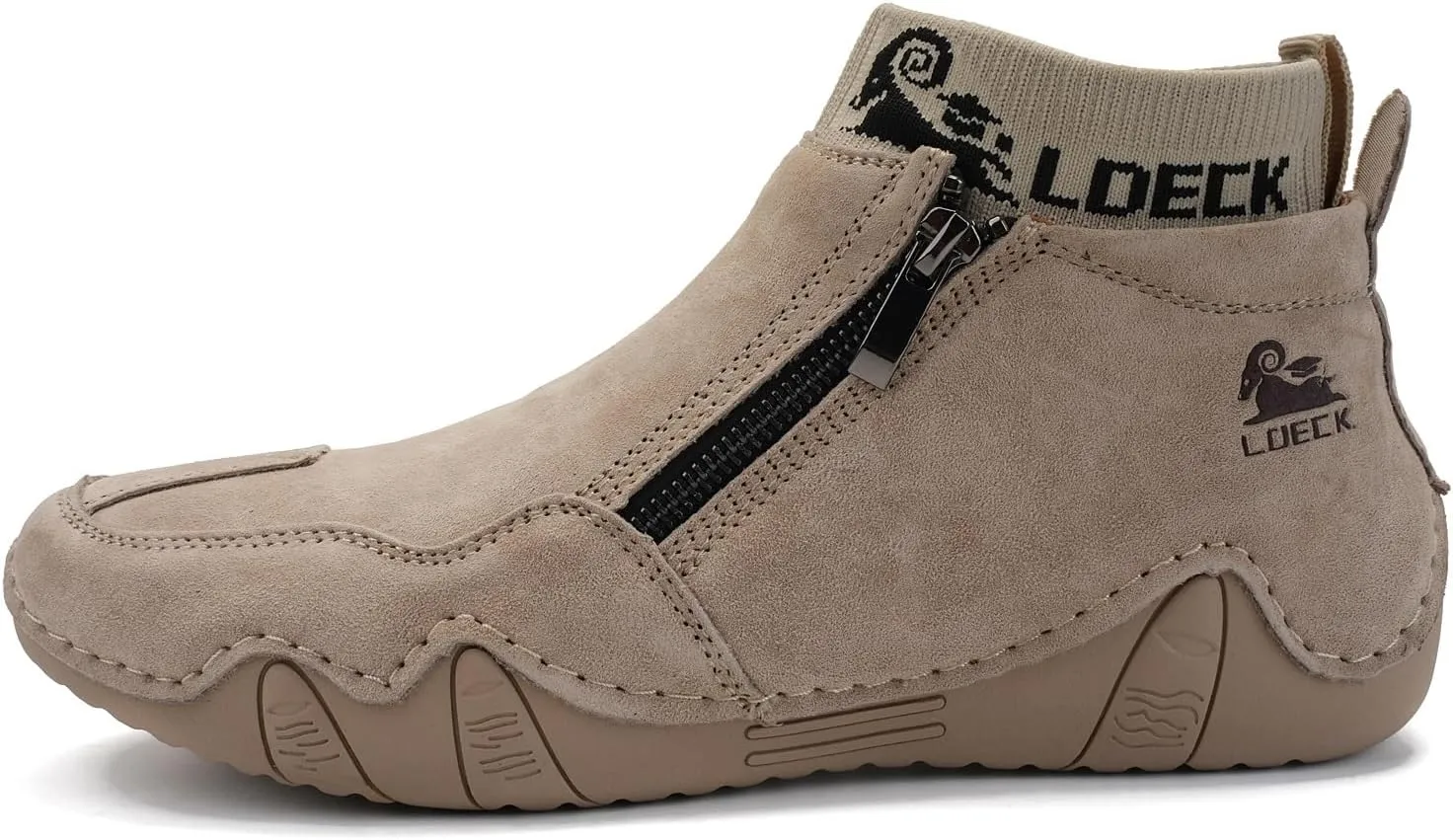 Men's Handmade Suede Ankle Chukka Waterproof Outdoor Hiking High Boots All-Terrain Adventure Boots Zipper Non-Slip Fashionable Men's Boots