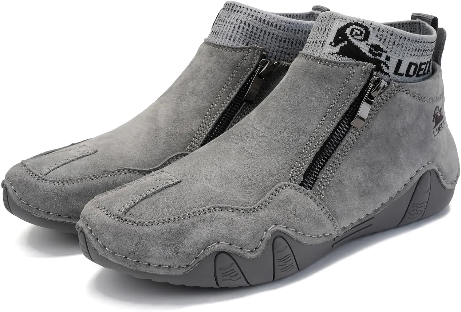 Men's Handmade Suede Ankle Chukka Waterproof Outdoor Hiking High Boots All-Terrain Adventure Boots Zipper Non-Slip Fashionable Men's Boots