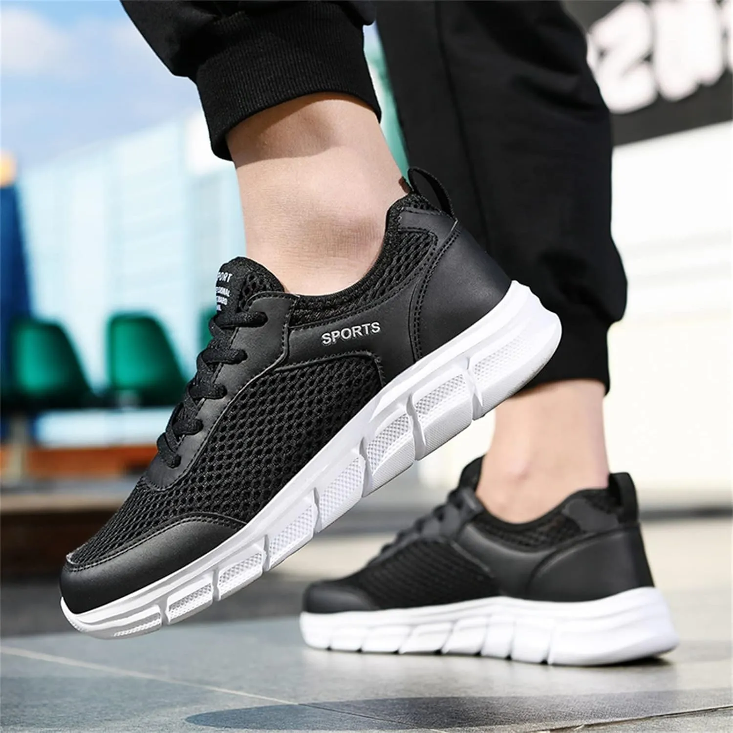 Mens Running Shoes Slip-on Walking Tennis Sneakers Lightweight Breathable Casual Soft Sole Mesh Workout Sports Shoes