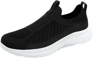 Men's Sports Shoes Versatile Elastic Knit Sneakers Breathable Slip On Sock Shoes Lightweight Workout Shoe