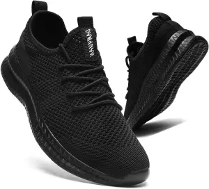 Mens Walking Shoes Non Slip Tennis Shoes Lightweight Breathable Mesh Casual Workout Gym Sneakers Black 10