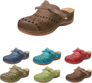 Mules for Women Breathable Hollow Out Closed Toe Slip On Slippers Casual Orthopedic Diabetic Walking Shoes with Arch Support Summer Backless Sandals Comfort Outdoor Beach Slippers