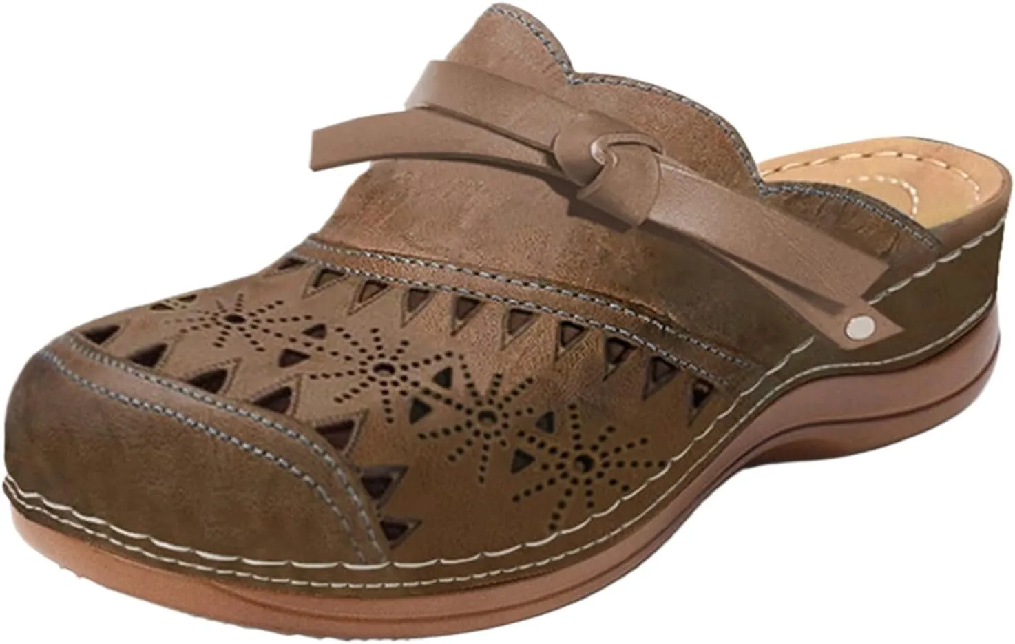Mules for Women Breathable Hollow Out Closed Toe Slip On Slippers Casual Orthopedic Diabetic Walking Shoes with Arch Support Summer Backless Sandals Comfort Outdoor Beach Slippers