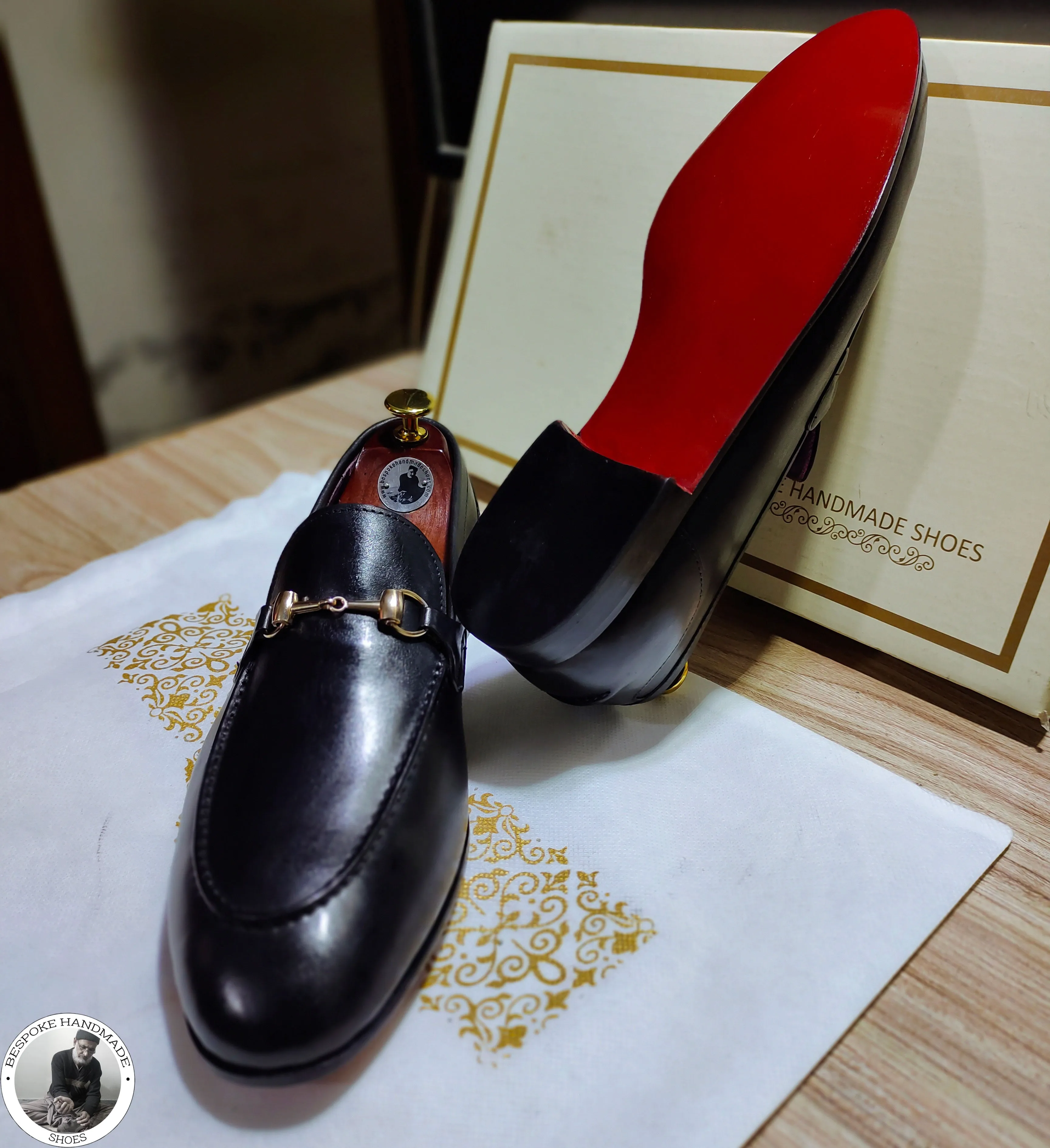 New Men's Handmade, Black Leather Slip on Loafer Moccasian Buckle Dress Shoes
