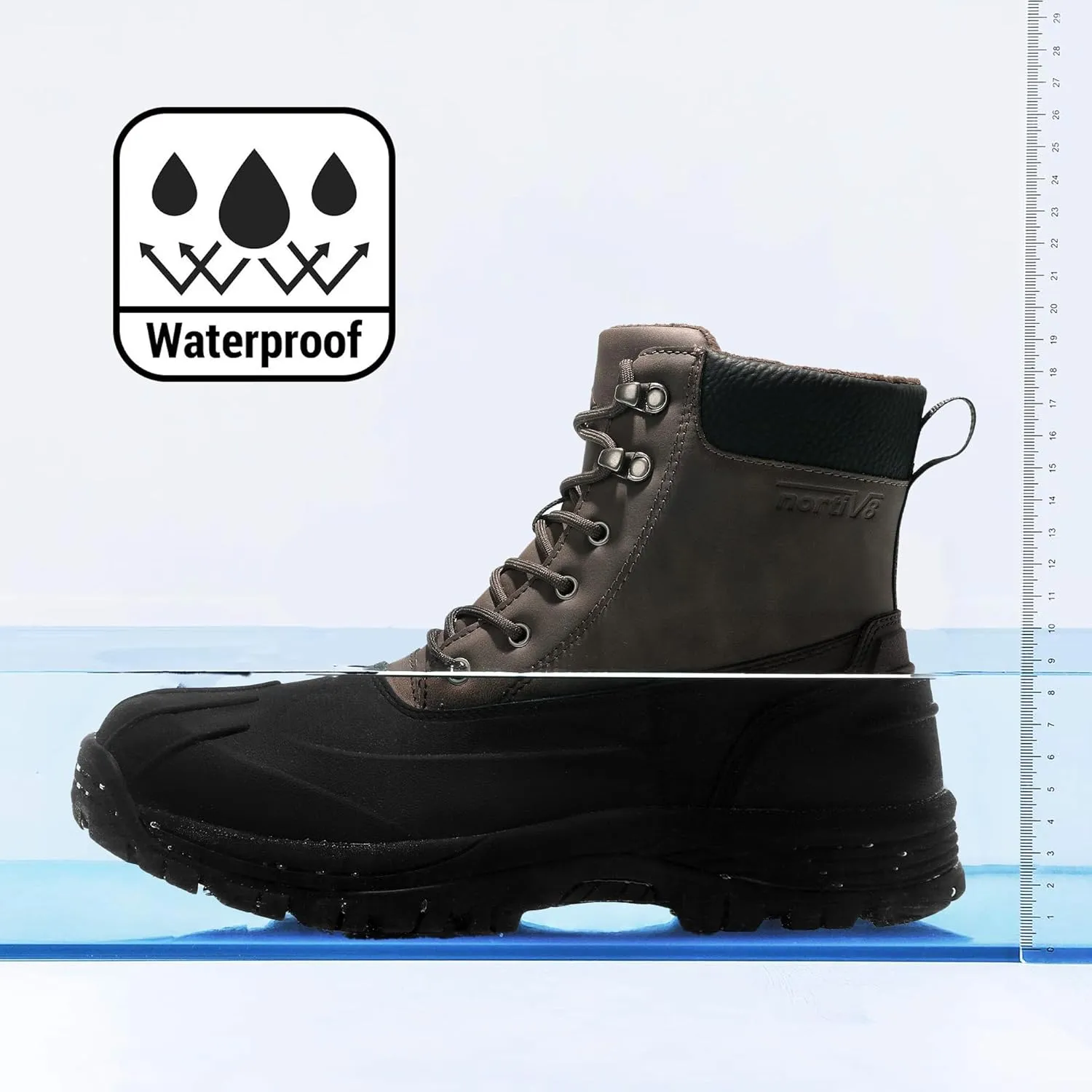 NORTIV 8 Mens Winter Boots Lightweight Casual Waterproof Slip Resistance Work Boot