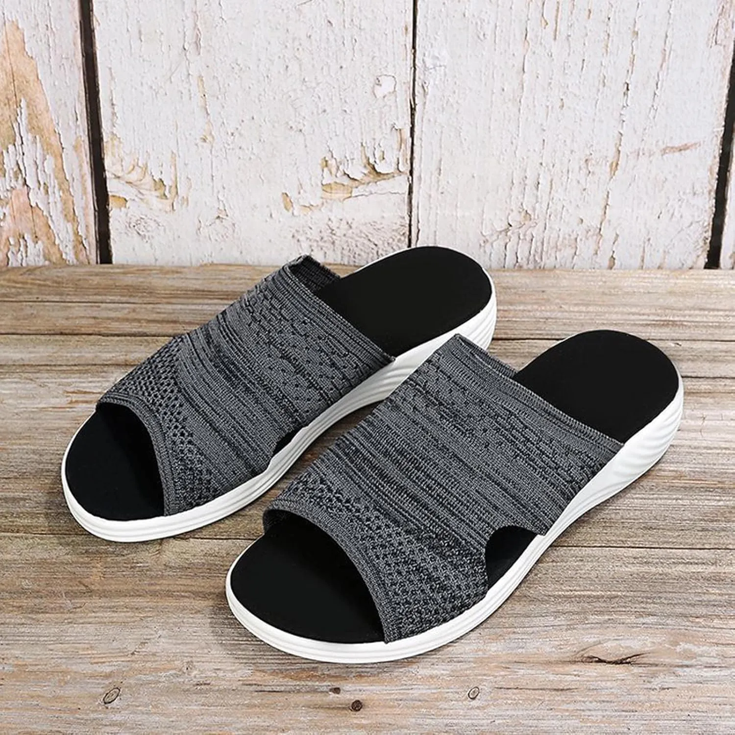 oiangi Sandals Women Dressy Summer Comfortable Wedge Slides Solid Breathable Open Toe Slip on Slipper Lightweight Outdoor Ladies Beach Travel Shoes
