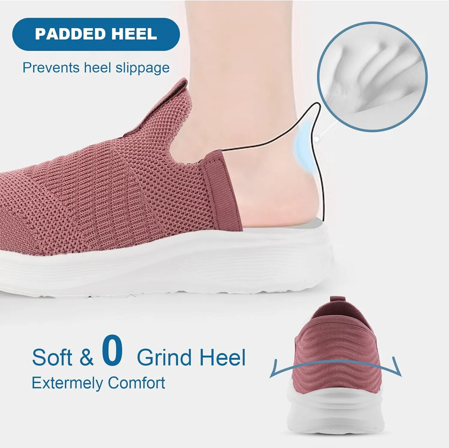 Orgone Slip On Sneakers for Women, Womens Hands Free Slip On Running Shoes Non Slip Walking Shoes Lightweight Gym Workout Shoes Breathable Fashion Sneakers