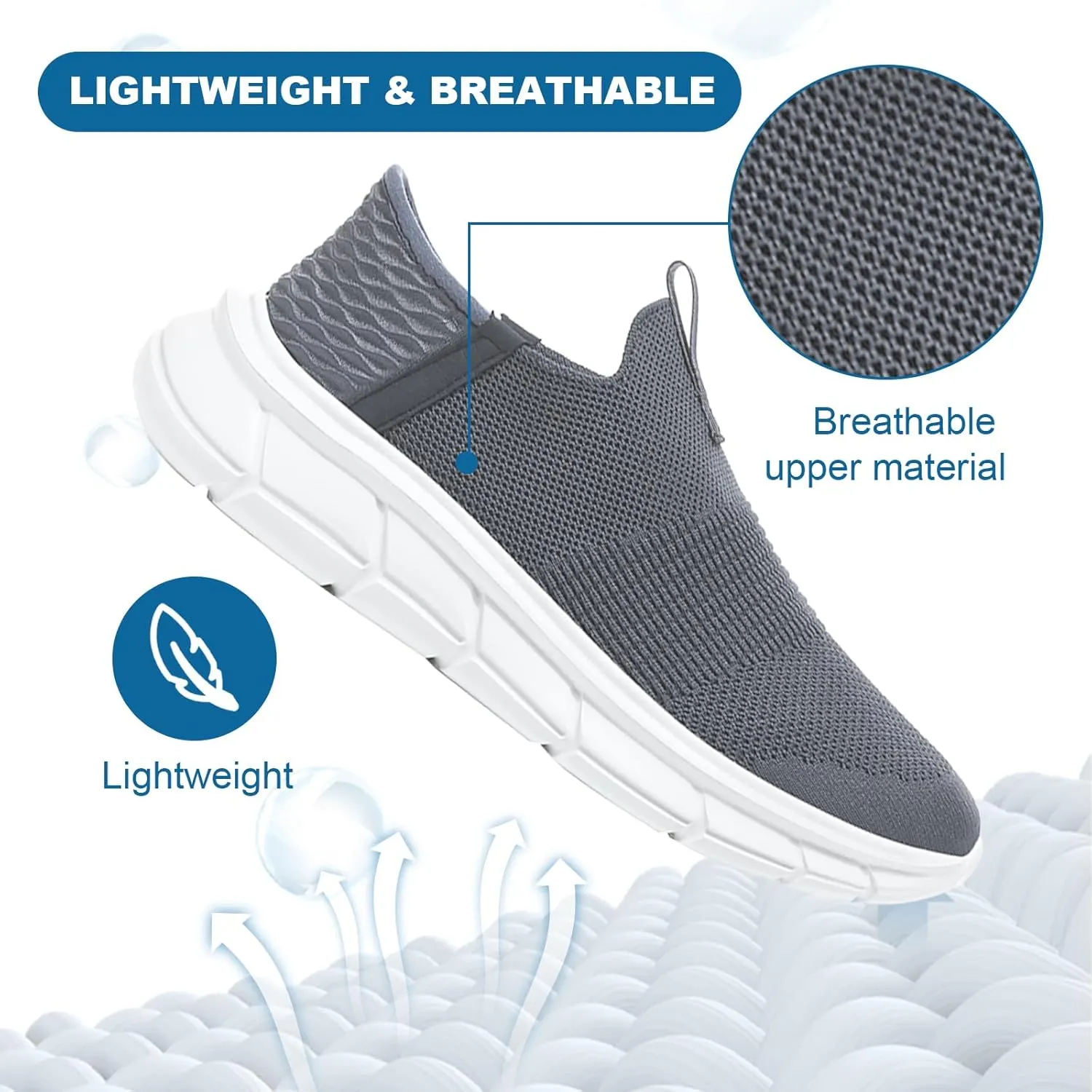 Orgone Slip On Sneakers for Women, Womens Hands Free Slip On Running Shoes Non Slip Walking Shoes Lightweight Gym Workout Shoes Breathable Fashion Sneakers