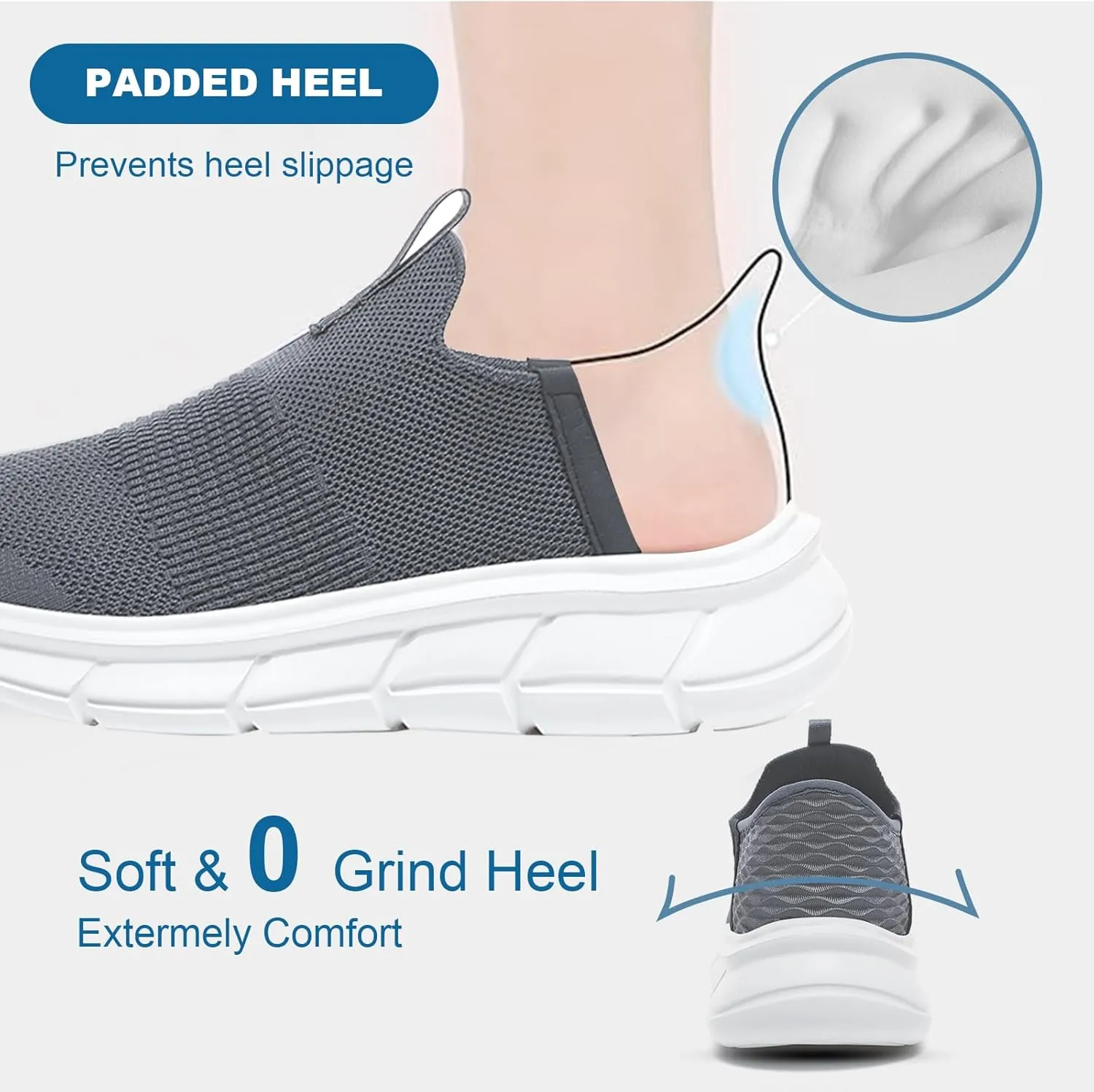 Orgone Slip On Sneakers for Women, Womens Hands Free Slip On Running Shoes Non Slip Walking Shoes Lightweight Gym Workout Shoes Breathable Fashion Sneakers