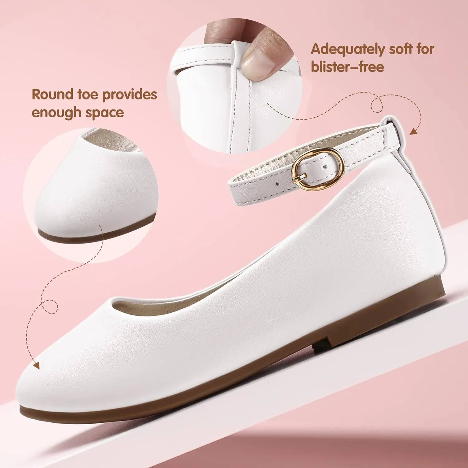 PANDANINJIA Girls Dress Shoes, Girls Flats Mary Jane Princess Shoes Wedding Party School Flower Ballet Shoes for Girls Kids Toddler