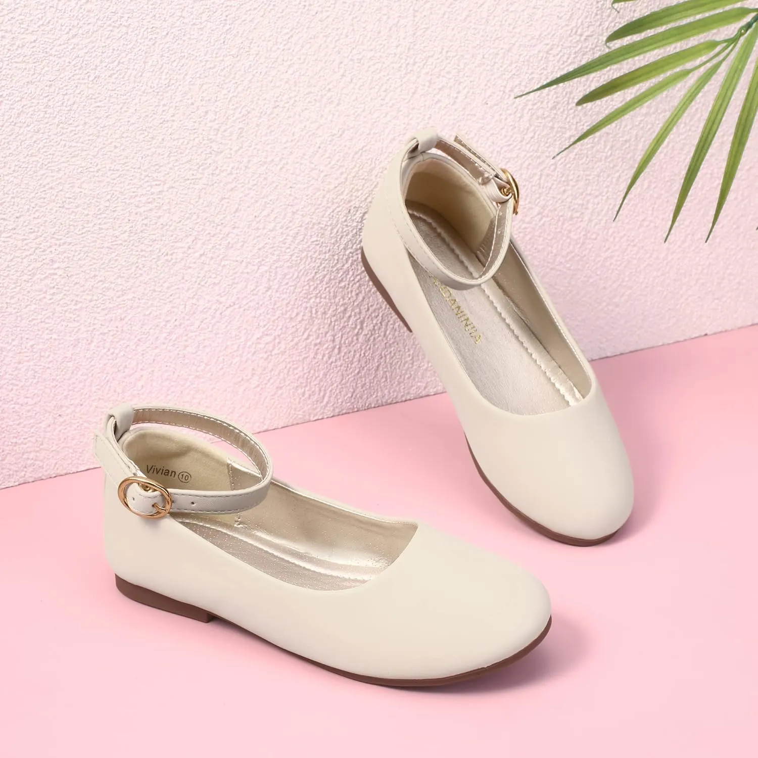 PANDANINJIA Girls Dress Shoes, Girls Flats Mary Jane Princess Shoes Wedding Party School Flower Ballet Shoes for Girls Kids Toddler