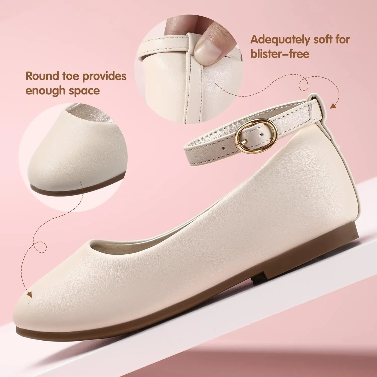 PANDANINJIA Girls Dress Shoes, Girls Flats Mary Jane Princess Shoes Wedding Party School Flower Ballet Shoes for Girls Kids Toddler