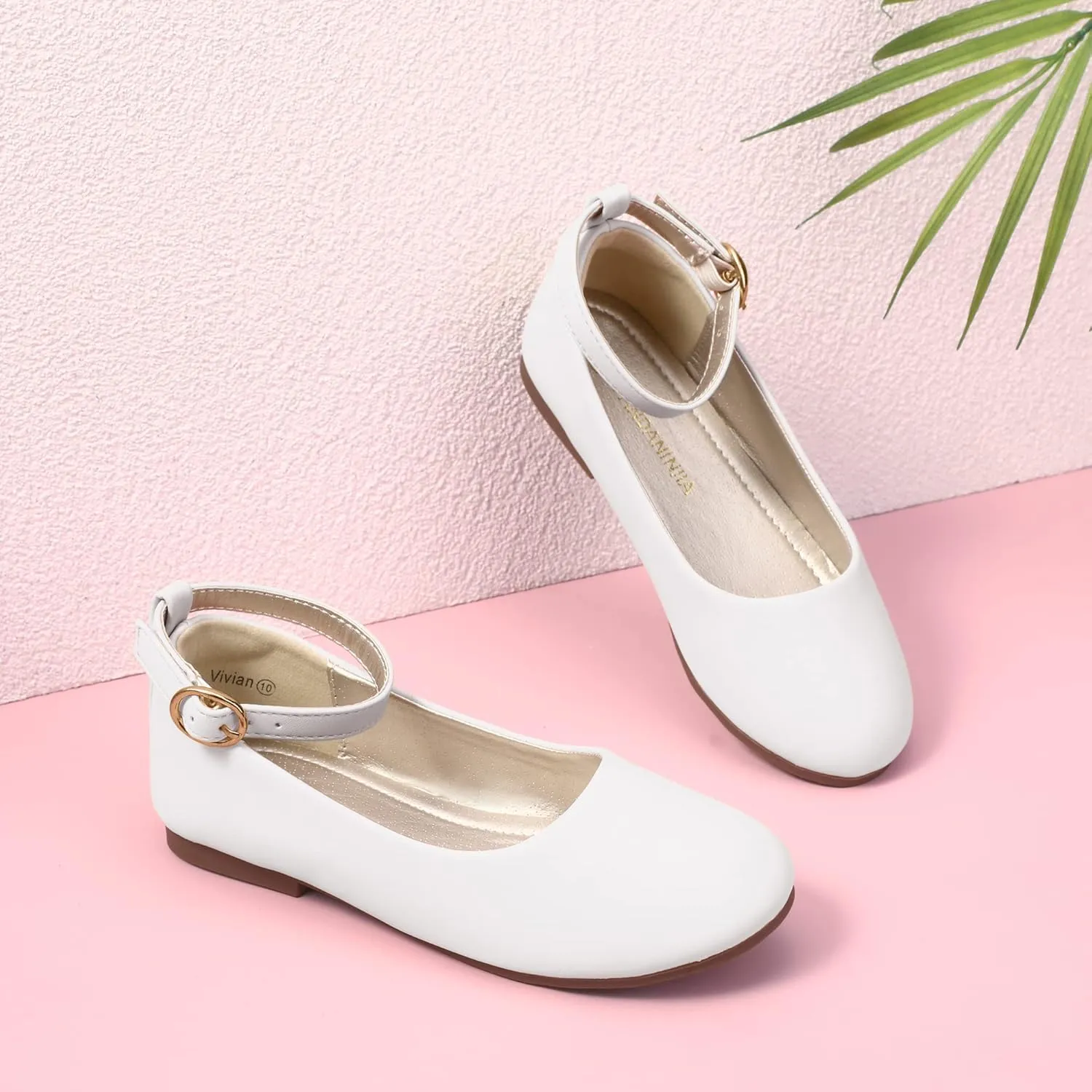 PANDANINJIA Girls Dress Shoes, Girls Flats Mary Jane Princess Shoes Wedding Party School Flower Ballet Shoes for Girls Kids Toddler