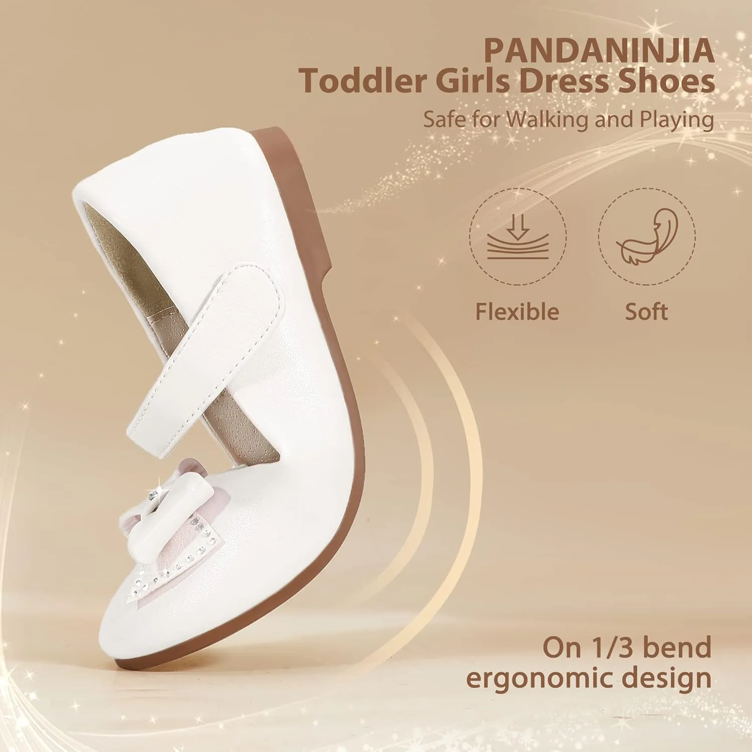 PANDANINJIA Toddler Girl Dress Shoes Mary Jane Ballet Flats Toddler Little Kid Wedding Party Flower Girl Shoes