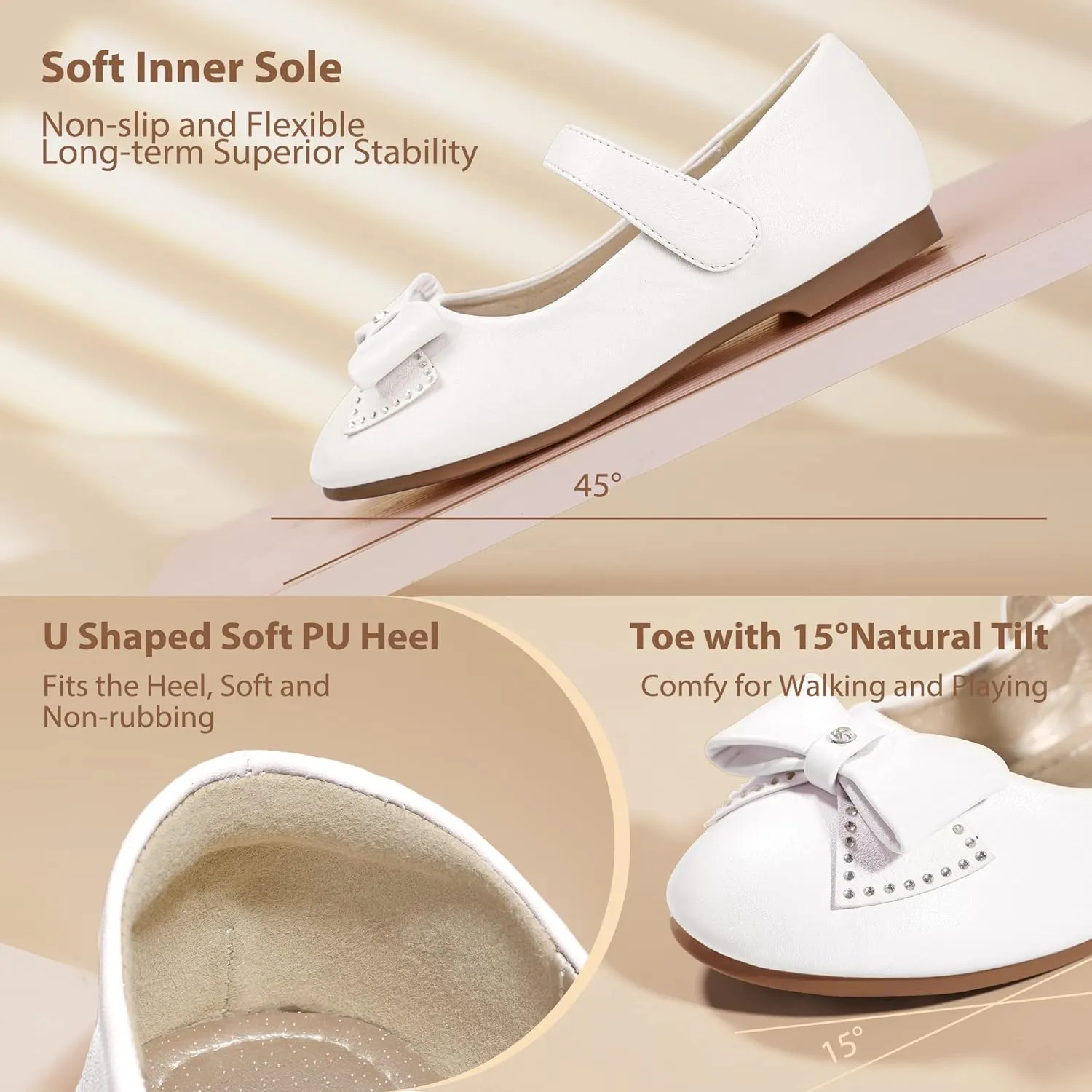 PANDANINJIA Toddler Girl Dress Shoes Mary Jane Ballet Flats Toddler Little Kid Wedding Party Flower Girl Shoes