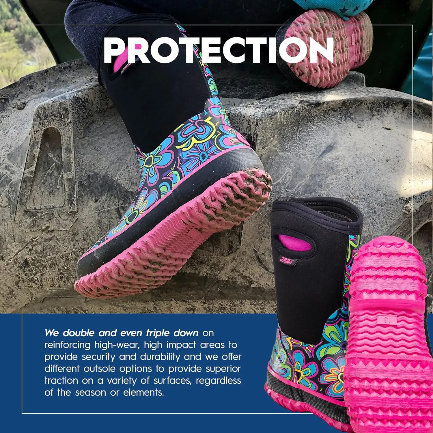 Perfect Storm - Kids Cloud High Boots - Childrens All Weather Boot - Waterproof Chore Boots - Three Season Versatility - Ideal Shoes for Play, Recess, Adventure Ready