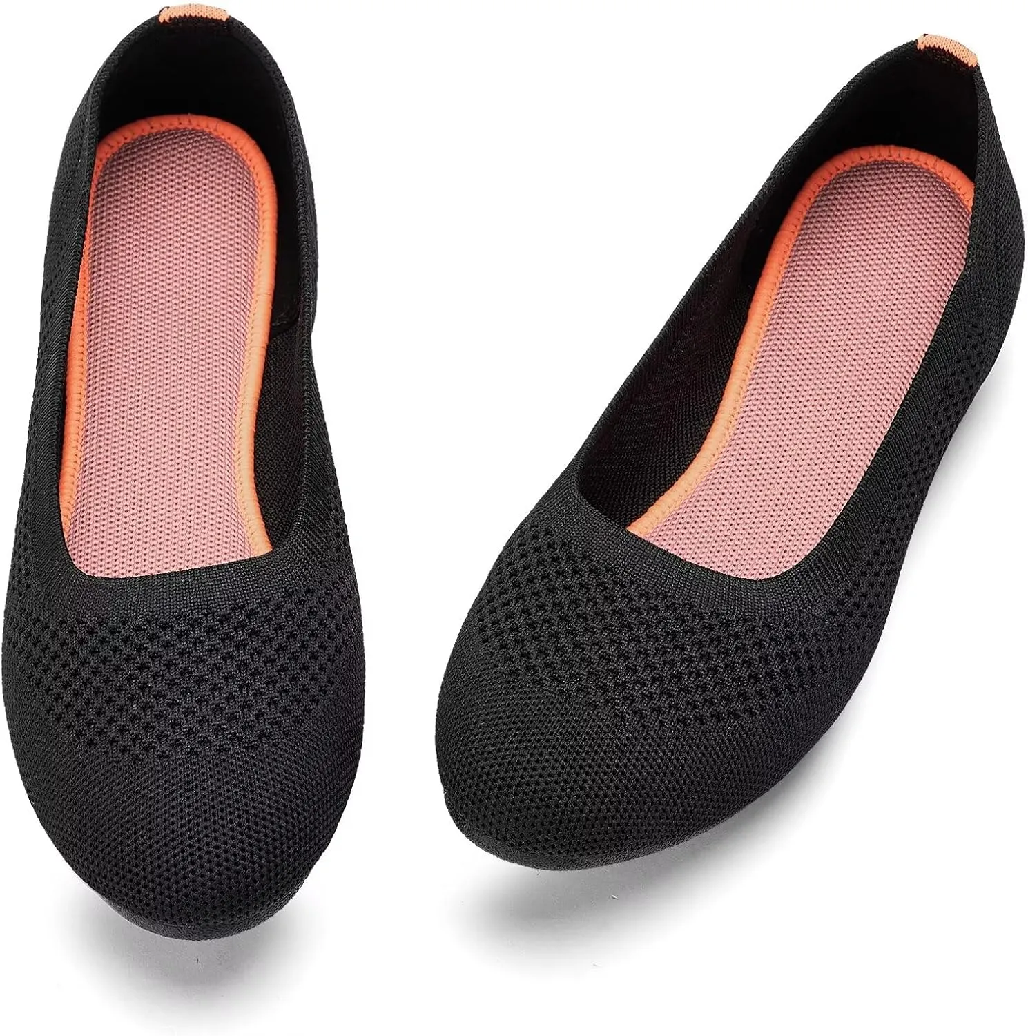 poemlady Womens Ballet Flat Shoes Dress Shoes Knit Round Toe Slip On Ballerina Walking Flats Shoes for Woman Low Wedge Casual