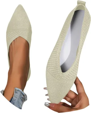 Pointed Toe Flats for Women Wide Width Women's Casual Flats Slip On Shoes Comfortable Flat Shoes for Work,Travel