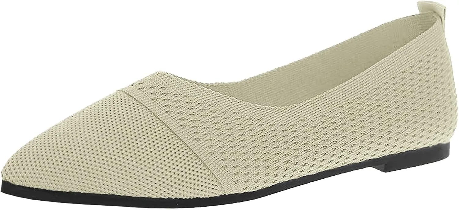 Pointed Toe Flats for Women Wide Width Women's Casual Flats Slip On Shoes Comfortable Flat Shoes for Work,Travel