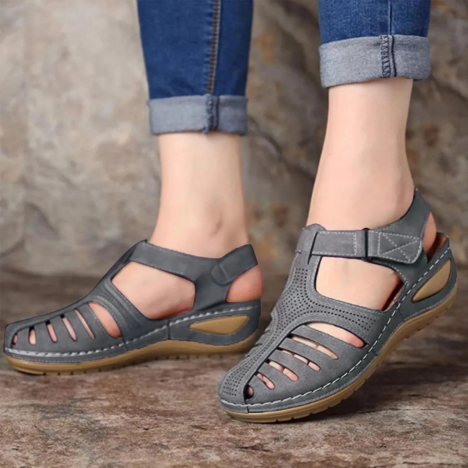 SBGMoSJ Orthopedic Flats for Women Dressy Orthopedic Shoes for Women Wide Feet Sandals for Women Outdoor Women's Athletic Outdoor Sandals Slides Black Chunky Heels for Women Red Block Heels
