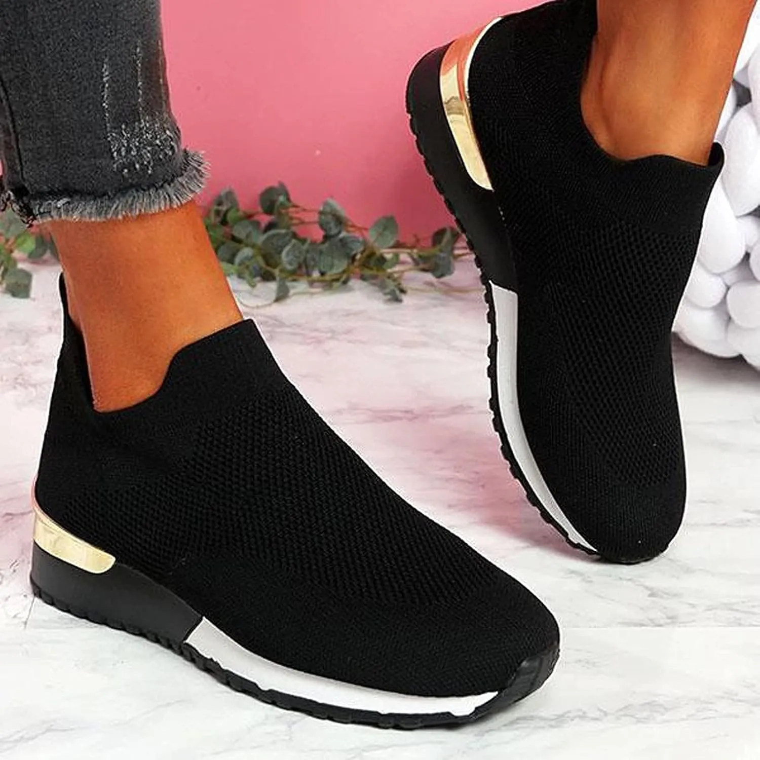 Sneakers for Women Walking Shoes Comfortable Breathable Mesh Tennis Slip On Sneakers for Women Womens Tennis Shoes Plantar Fasciitis Relief Lightweight Casual Comfort Walking Footwear