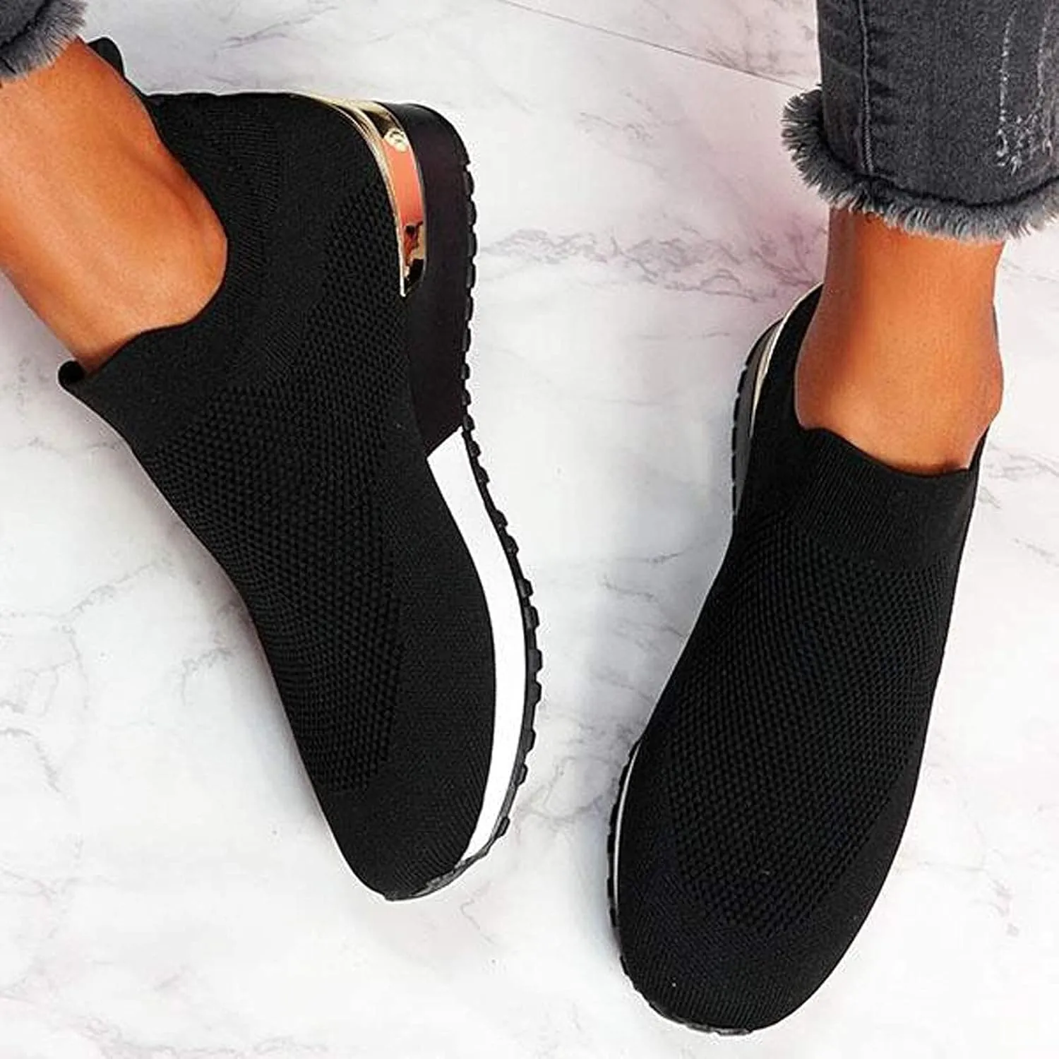 Sneakers for Women Walking Shoes Comfortable Breathable Mesh Tennis Slip On Sneakers for Women Womens Tennis Shoes Plantar Fasciitis Relief Lightweight Casual Comfort Walking Footwear