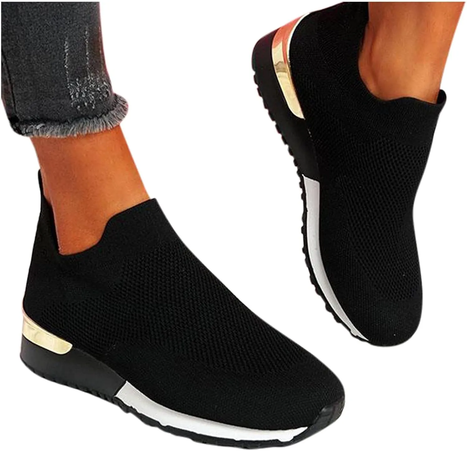 Sneakers for Women Walking Shoes Comfortable Breathable Mesh Tennis Slip On Sneakers for Women Womens Tennis Shoes Plantar Fasciitis Relief Lightweight Casual Comfort Walking Footwear