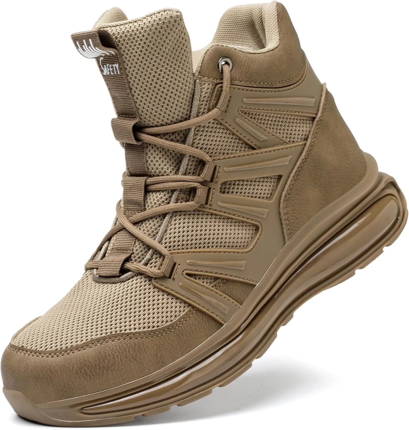 Steel Toe Shoes for Women Lightweight Air Cushion Work Safety Shoes High-Top Breathable Hiking Shoes Sneakers