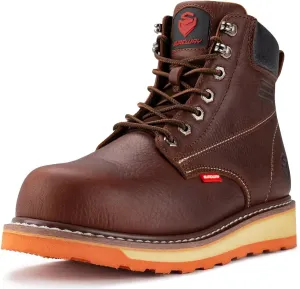 SUREWAY 6 Mens Heavy Duty Soft/Steel Toe Work Boots for Men,Goodyear Welt,Extremely Comfortable Durable Proved,Oil/Slip Resistant,Thicker Leather,Wedge Sole,EH Safety Industrial Construction Boots