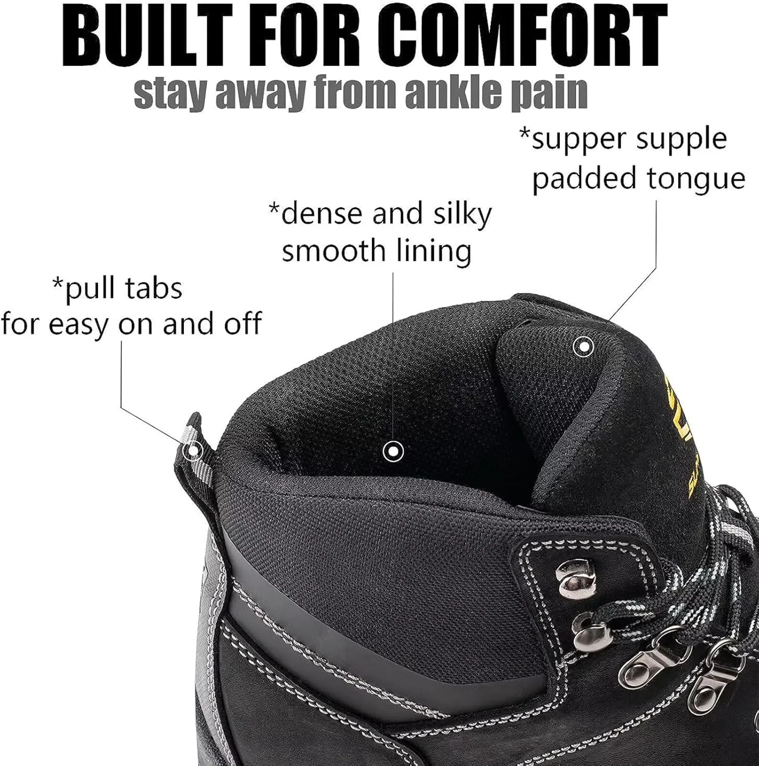 SUREWAY Mens Waterproof Steel Toe Work Boots/Shoes for Men,Genuine Full Grain Leather,Durable& Comfortable,Lightweight,Oil/Slip Resistant