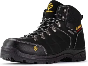 SUREWAY Mens Waterproof Steel Toe Work Boots/Shoes for Men,Genuine Full Grain Leather,Durable& Comfortable,Lightweight,Oil/Slip Resistant